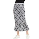 8 bit newspaper pattern, gazette collage black and white Maxi Fishtail Chiffon Skirt View1