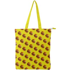 Vector Burgers, Fast Food Sandwitch Pattern At Yellow Double Zip Up Tote Bag by Casemiro