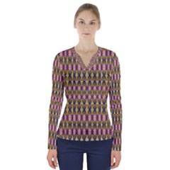 Digital Illusion V-neck Long Sleeve Top by Sparkle