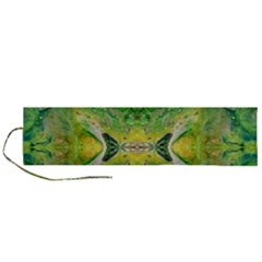 Green Repeats Roll Up Canvas Pencil Holder (l) by kaleidomarblingart