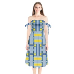 Abstract Pattern Geometric Backgrounds   Shoulder Tie Bardot Midi Dress by Eskimos