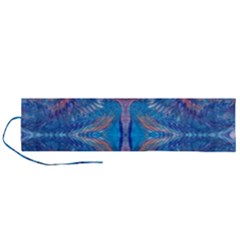 Blue Repeats Roll Up Canvas Pencil Holder (l) by kaleidomarblingart