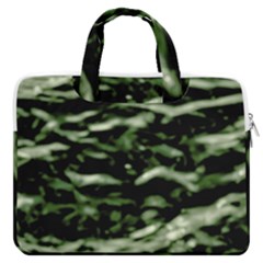 Green  Waves Abstract Series No5 Macbook Pro Double Pocket Laptop Bag (large) by DimitriosArt