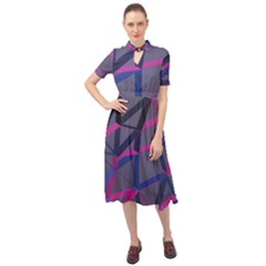 3d Lovely Geo Lines Keyhole Neckline Chiffon Dress by Uniqued