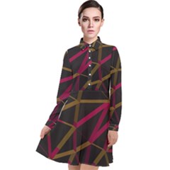 3d Lovely Geo Lines Xi Long Sleeve Chiffon Shirt Dress by Uniqued