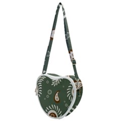 Floral Pattern Paisley Style Paisley Print  Doodle Background Heart Shoulder Bag by Eskimos