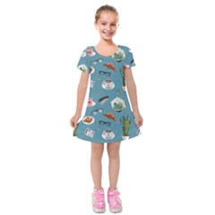 Fashionable Office Supplies Kids  Short Sleeve Velvet Dress by SychEva