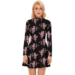 Cupid Pattern Long Sleeve Velour Longline Dress by Valentinaart