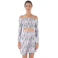 Floral Pattern Off Shoulder Top With Skirt Set by Valentinaart