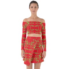 Abstract Pattern Geometric Backgrounds   Off Shoulder Top With Skirt Set by Eskimos