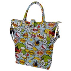 Comic Pow Bamm Boom Poof Wtf Pattern 1 Buckle Top Tote Bag by EDDArt