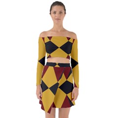 Abstract Pattern Geometric Backgrounds   Off Shoulder Top With Skirt Set by Eskimos