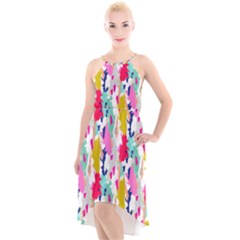 Acryl Paint High-low Halter Chiffon Dress  by CoshaArt