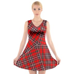 Macfarlane Modern Heavy Tartan V-neck Sleeveless Dress by tartantotartansallreddesigns