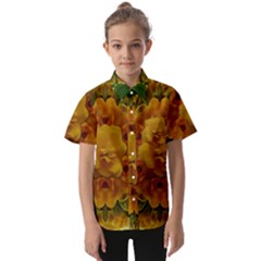 Tropical Spring Rose Flowers In A Good Mood Decorative Kids  Short Sleeve Shirt by pepitasart