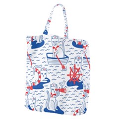 Nautical Cats Seamless Pattern Giant Grocery Tote by Jancukart