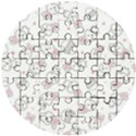 Cute Pattern With Easter Bunny Egg Wooden Puzzle Round View1