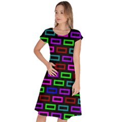 Colourful Bricks Pattern Colour Classic Short Sleeve Dress by Jancukart