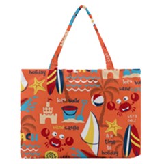 Seamless-pattern-vector-beach-holiday-theme-set Zipper Medium Tote Bag by Jancukart