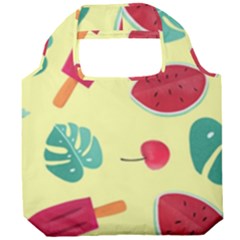 Watermelon Leaves Cherry Background Pattern Foldable Grocery Recycle Bag by nate14shop