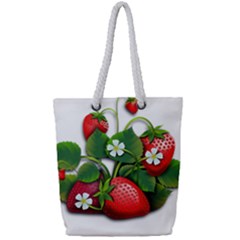 Strawberries-fruits-fruit-red Full Print Rope Handle Tote (small) by Jancukart