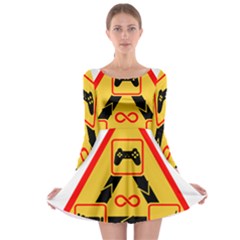 Gamer-geek-video-game-sign-fan Long Sleeve Skater Dress by Jancukart