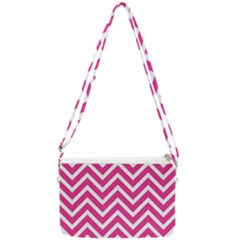 Chevrons - Pink Double Gusset Crossbody Bag by nate14shop