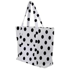 Black-and-white-polka-dot-pattern-background-free-vector Zip Up Canvas Bag by nate14shop