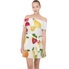 Fruits Off Shoulder Chiffon Dress by nateshop