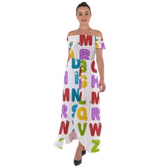 Vectors Alphabet Eyes Letters Funny Off Shoulder Open Front Chiffon Dress by Sapixe