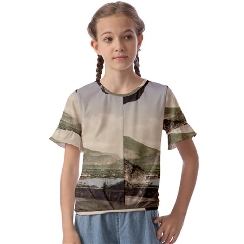 Ponale Road, Garda, Italy  Kids  Cuff Sleeve Scrunch Bottom Tee by ConteMonfrey