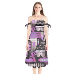 Illustration Background Abstract Geometric Shoulder Tie Bardot Midi Dress by Wegoenart