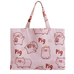Pig Cartoon Background Pattern Zipper Mini Tote Bag by Sudhe
