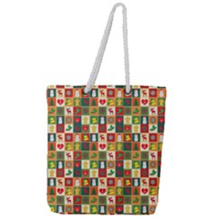 Xmas Christmas Pattern Full Print Rope Handle Tote (large) by danenraven