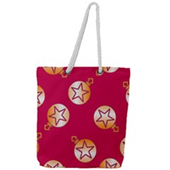 Orange Ornaments With Stars Pink Full Print Rope Handle Tote (large) by TetiBright