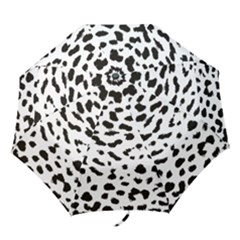 Leopard Print Jaguar Dots Black And White Folding Umbrella by ConteMonfreyShop