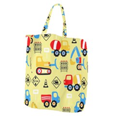 Seamless Pattern Vector Industrial Vehicle Cartoon Giant Grocery Tote by Jancukart