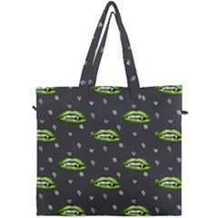 Green Vampire Mouth - Halloween Modern Decor Canvas Travel Bag by ConteMonfrey