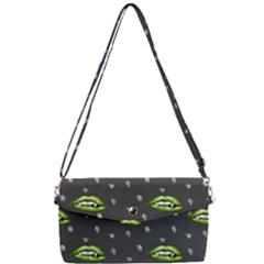 Green Vampire Mouth - Halloween Modern Decor Removable Strap Clutch Bag by ConteMonfrey