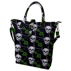 Green Roses And Skull - Romantic Halloween   Buckle Top Tote Bag by ConteMonfrey