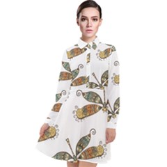 Pattern-35 Long Sleeve Chiffon Shirt Dress by nateshop