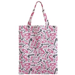 Candy Pink Black-cute Sweat Zipper Classic Tote Bag by Ravend