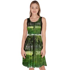 Beeches Trees Tree Lawn Forest Nature Knee Length Skater Dress With Pockets by Wegoenart