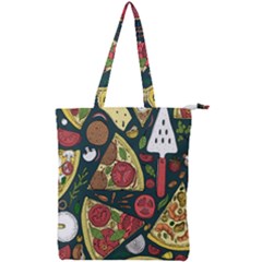 Vector Seamless Pizza Slice Pattern Hand Drawn Pizza Illustration Great Pizzeria Menu Background Double Zip Up Tote Bag by Ravend