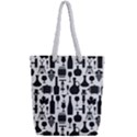 Wine Pattern Black White Full Print Rope Handle Tote (Small) View2
