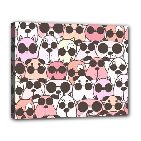 Cute-dog-seamless-pattern-background Canvas 14  X 11  (stretched) by Jancukart