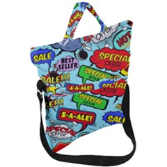 Comic Bubbles Seamless Pattern Fold Over Handle Tote Bag by Pakemis