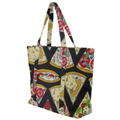 Vector-seamless-pattern-with-italian-pizza-top-view Zip Up Canvas Bag by Pakemis