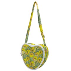 Seamless-pattern-with-graphic-spring-flowers Heart Shoulder Bag by Pakemis