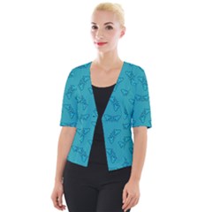 Butterfly Art Pattern Design Background Frame Cropped Button Cardigan by Uceng